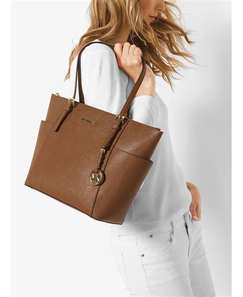 michael kors jet set east west zippered tote|Michael Kors saffiano tote.